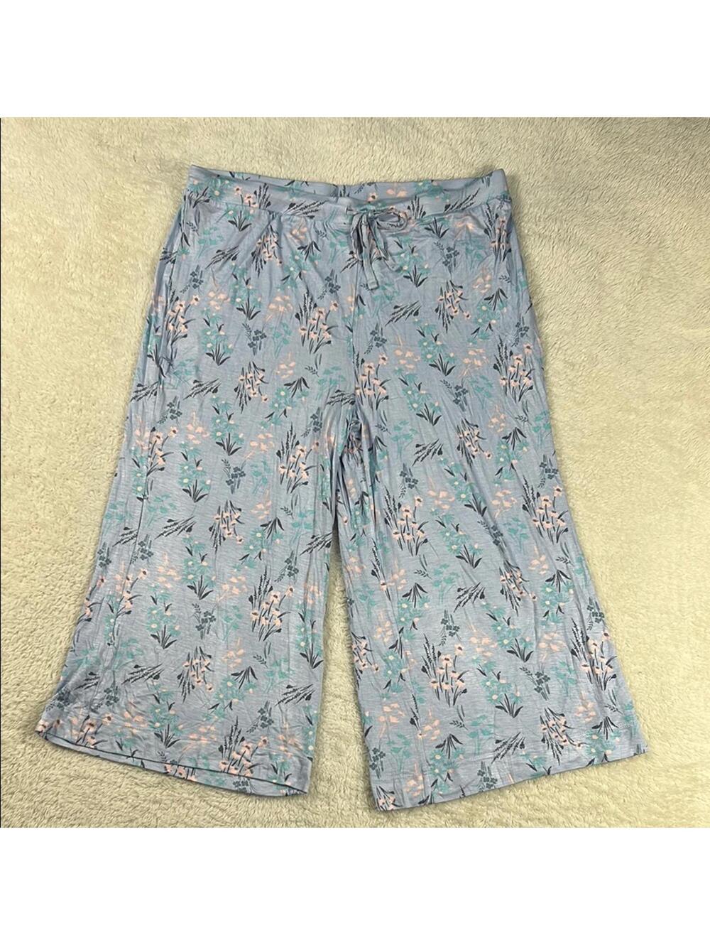 Honeydew Women's Blue Floral Pajama Lounge Pants Knit Soft Sleepwear Pull On